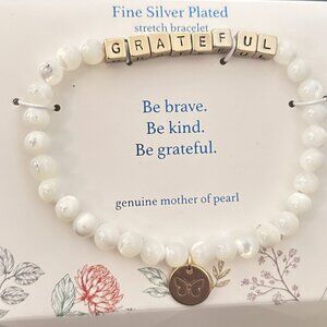 Genuine Mother of Pearl "Grateful" Stretch Bracelet